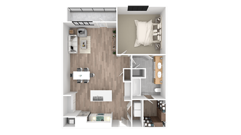 a floor plan of a bedroom with a bathroom and a living room
